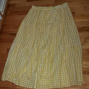 Old Navy Yellow Checkered A-Line Skirt